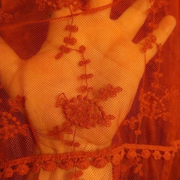 Large Rust Boho Lace Dress - Picture 15 of 15